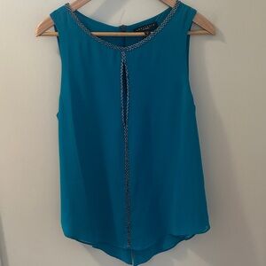 Sanctuary Teal Sleeveless Blouse with Trim Detail